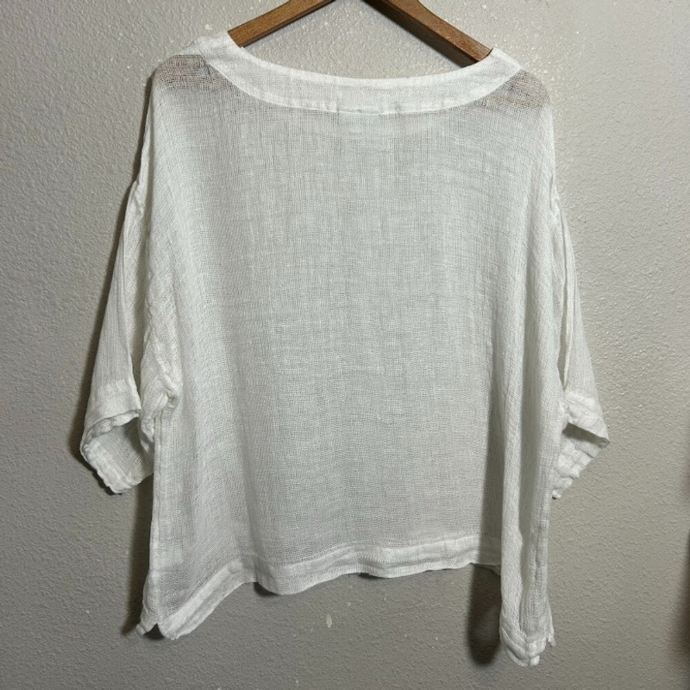 J. Jill White Lightweight Linen-Blend Boxy Pullover - Picture 3 of 6